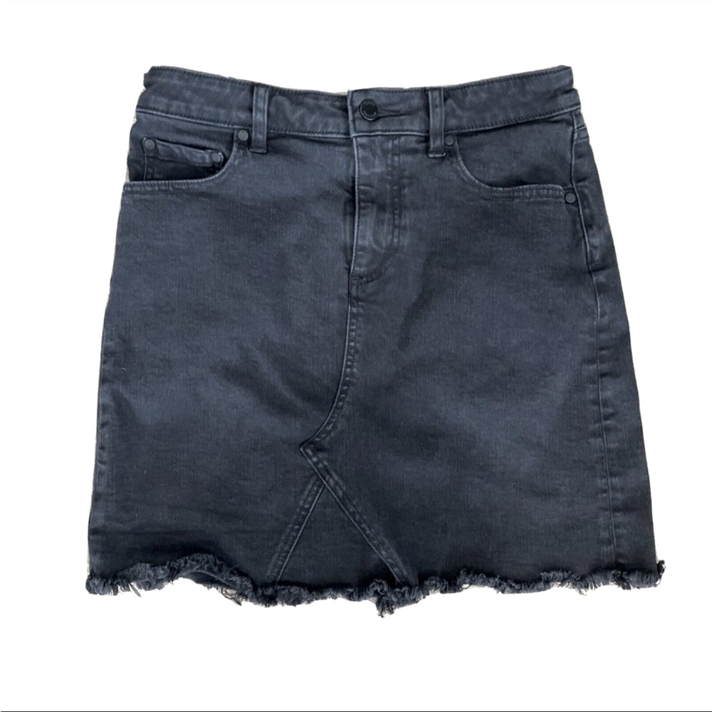Vince Camuto Womens Black Denim Distressed Cut off Skirt, Size 6